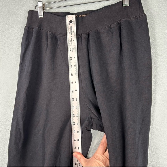 Chico's Zenergy Black Wide Leg Embroidered Jersey Cotton Pants Women's Size 1 - Picture 7 of 9